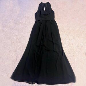 Davids Bridal Chiffon Halter Draped Cascade Dress Black 4